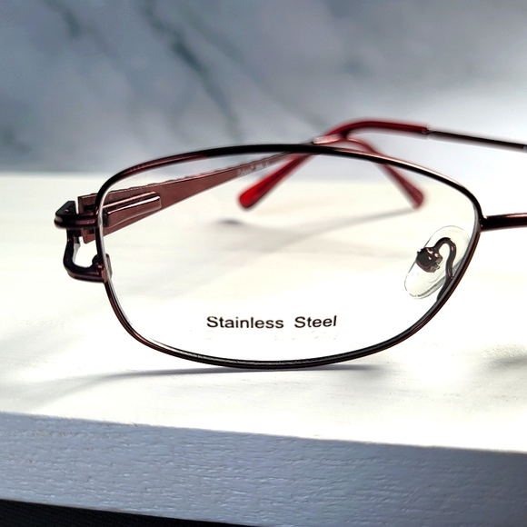 NEW STAINLESS STEEL Full Rim Rx'able Eyeglass Frame, Glasses burgundy 54-17-140 - Picture 3 of 7